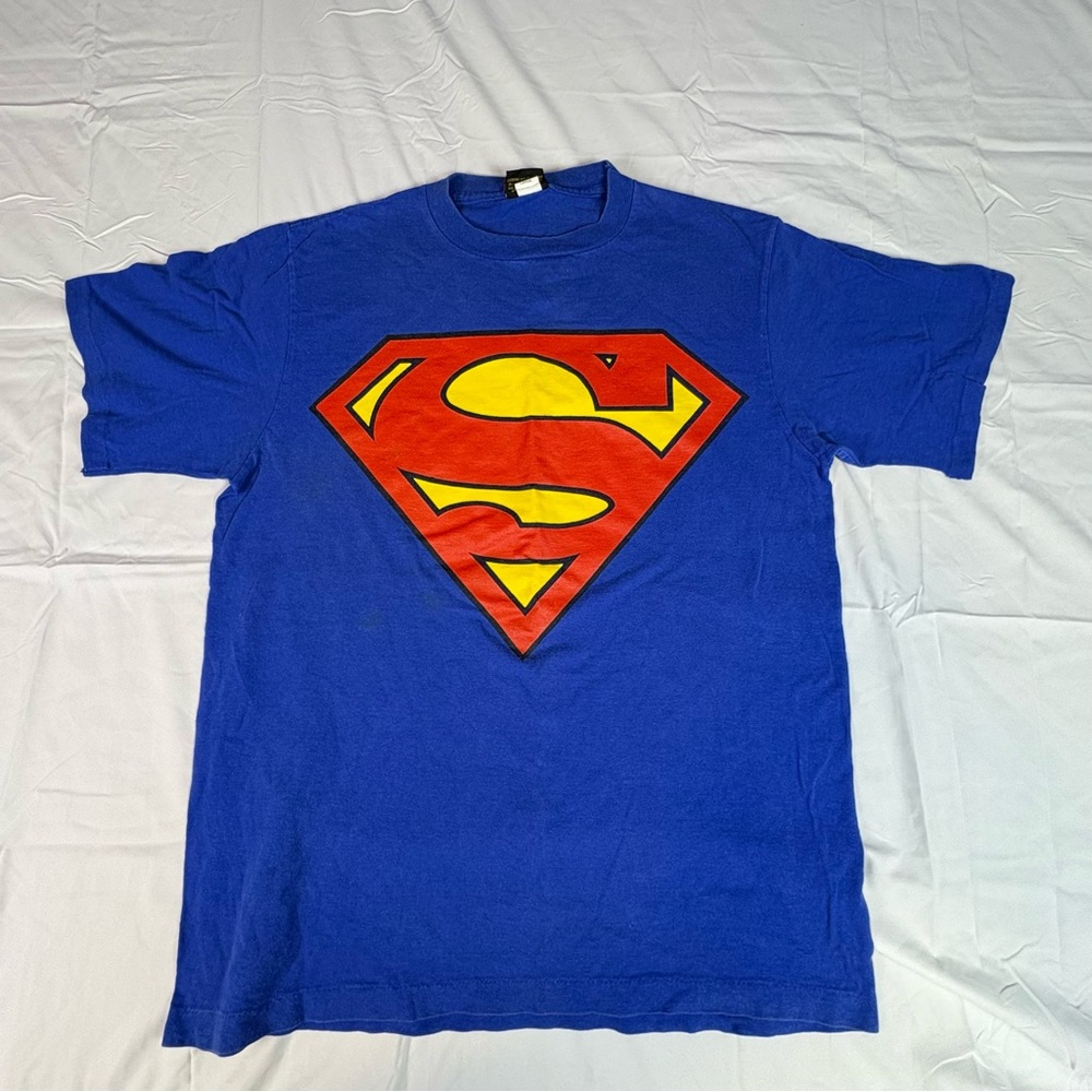 Superman Blue and Red Logo T-Shirt Warner Bros. Large 2000 Vintage